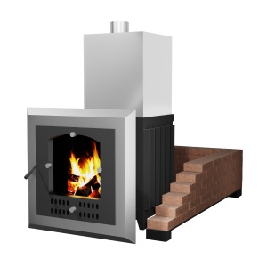 Печь-каменка чугунная СУДАРУШКА СЕМЕЙНАЯ чугунный тоннель и чугуная дверца ПАНОРАМА (10 - 18 м.куб)