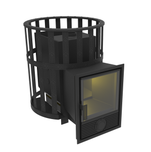 Печь-каменка ВИКИНГ 24 дверца Д-1 сетчатый кожух d = 115 мм (8 - 30 м.куб.)