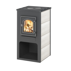 Печь-камин ЭТНА С ЧУГУННОЙ ПЛИТОЙ  9 кВт  дверца ДТ-4С (150 м.куб)