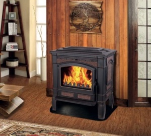 Печь-камин GUNTER чугунная патина медь d = 150 мм (14 кВт)