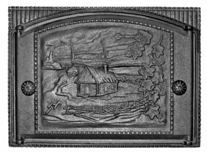 Дверца каминная ДК-2Б ДОМИК В ДЕРЕВНЕ крашеная RLK 345  (ПР: 375 х 300 мм) ЛИТКОМ