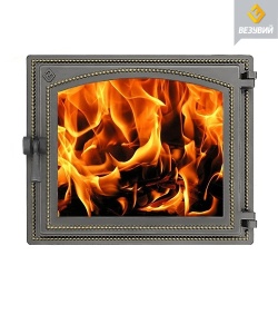 Дверца чугунная ВЕЗУВИЙ 240 крашеная БРОНЗА (посадочный размер 340 х 410 мм)