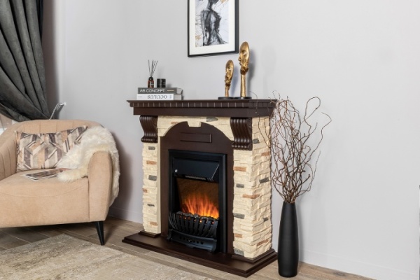 Портал Dublin темный дуб/арочный сланец для электроочага стандартного (RoyalFlame)