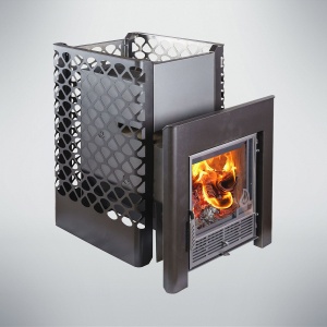 Печь-каменка ГРАЦИЯ 18 сетка дверца ПАНОРАМА (до 12 м.куб)