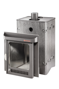Печь-каменка КВАДРА ПФ в кожухе СТАНДАРТ дверца со стеклом (25 м.куб)
