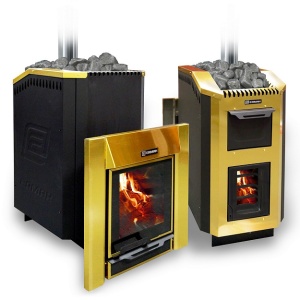 Печь-каменка ЕРМАК ЛЮКС 36 GOLD INOX 304 5мм дверца ПАНОРАМА (26 - 40 м.куб)