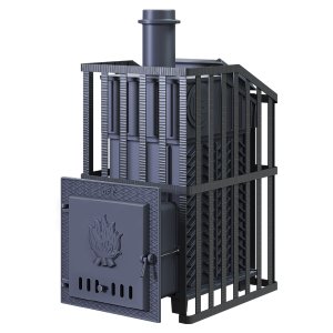 Печь-каменка чугунная GFS ЗК УРАГАН 18 в СЕТКЕ  дверца глухая (18 м.куб)