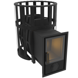 Печь-каменка чугунная ВОЕВОДА 20 дверца Д-2 сетчатый кожух d = 115 мм (12 - 20 м.куб)